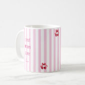  Pink Striped Best Mom Ever Mug Cute Cherry Mug コーヒーマグカップ (正面左)