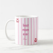  Pink Striped Best Mom Ever Mug Cute Cherry Mug コーヒーマグカップ (左)