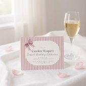 Pink Striped Bow 60th Birthday Celebration  招待状