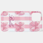Pink Striped Bow Coquette Aesthetic Cute Girly  iPhoneケース (裏面横)