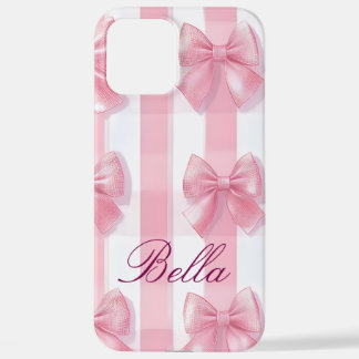 Pink Striped Bow Coquette Aesthetic Cute Girly  iPhone 12 Pro Maxケース