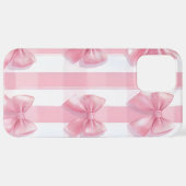 Pink Striped Bow Coquette Aesthetic Cute Girly iPhoneケース (裏面横)