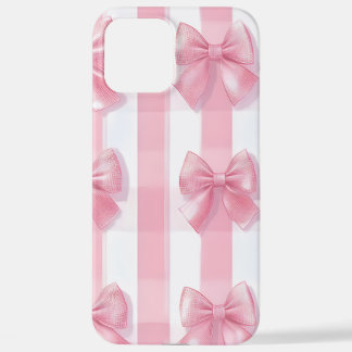 Pink Striped Bow Coquette Aesthetic Cute Girly  iPhone 12 Pro Maxケース