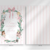 Pink Striped Bow Nutcracker Ballet 2nd Birthday 招待状