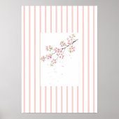 Pink Striped Cherry Blossom Wall Art Print ポスター (正面)