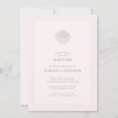 Pink striped coast shell baptism Invitation 招待状 (正面)