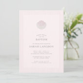 Pink striped coast shell baptism Invitation 招待状 (スタンド正面)