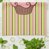 Pink Striped Cupcake Kitchen Towel  キッチンタオル (折り畳み)