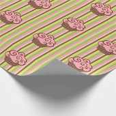 Pink Striped Cupcake Wrapping Paper  ラッピングペーパー (角)