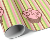 Pink Striped Cupcake Wrapping Paper  ラッピングペーパー (ロールコーナー)