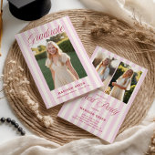 Pink Striped Preppy Graduation 招待状