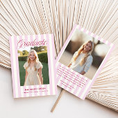 Pink Striped Preppy Graduation 案内状