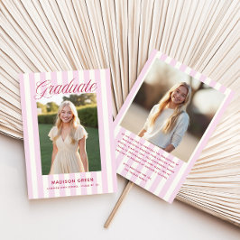 Pink Striped Preppy Graduation 案内状