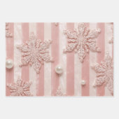 Pink Striped Velvet Snowflake  ラッピングペーパーシート (正面)