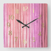 Pink Stripes スクエア壁時計 (正面)