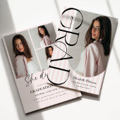 Pink Stripes Aesthetic Graduation Invitation 招待状