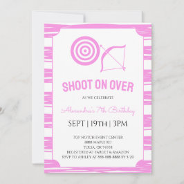 Pink Stripes Archery Birthday Party 招待状