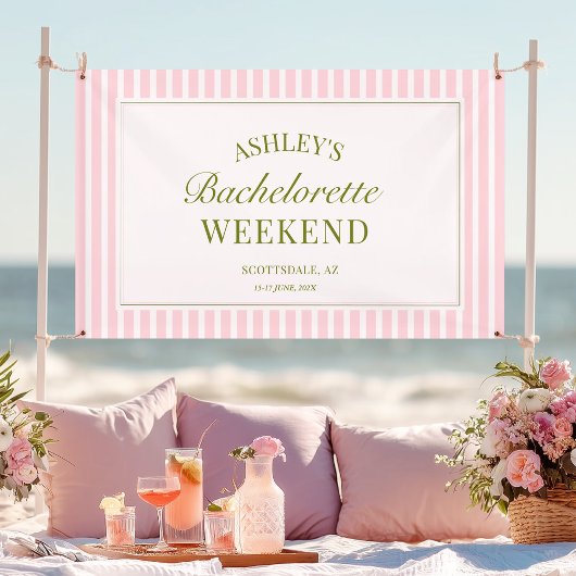 Pink Stripes Bachelorette Party Banner 横断幕