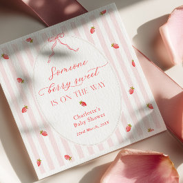 Pink Stripes Berry Sweet Baby Shower Invitation スタンダードカクテルナプキン