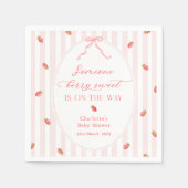 Pink Stripes Berry Sweet Baby Shower Invitation スタンダードカクテルナプキン (正面)