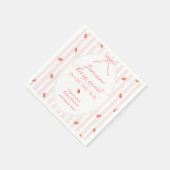 Pink Stripes Berry Sweet Baby Shower Invitation スタンダードカクテルナプキン (角)