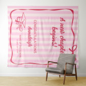 Pink Stripes Bow A New Chapter Graduation タペストリー (インサイチュ(横))