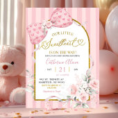 Pink Stripes Bow Coquette Sweetheart Baby Shower 招待状