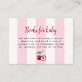 Pink Stripes Cherry Books for Baby Shower  エンクロージャーカード (正面)