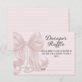 Pink Stripes Girl Baby Shower Diaper Raffle エンクロージャーカード (正面/裏面)