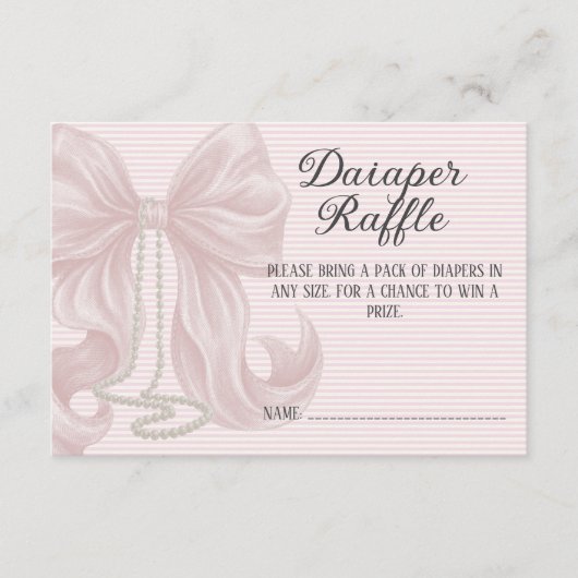 Pink Stripes Girl Baby Shower Diaper Raffle エンクロージャーカード (正面)