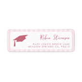 Pink Stripes Graduation Return Address Label ラベル (正面)