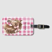 Pink Stripes Horse Bow ラゲッジタグ (正面横)