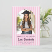 Pink Stripes Law School Graduate Photo Invitation 招待状 (スタンド正面)