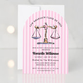 Pink Stripes Law School Graduate Photo Invitation 招待状