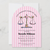 Pink Stripes Law School Graduate Photo Invitation 招待状 (裏面)