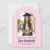 Pink Stripes Law School Graduate Photo Invitation 招待状 (正面)