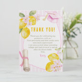 Pink Stripes Lemons and Flowers Graduation サンキューカード (スタンド正面)