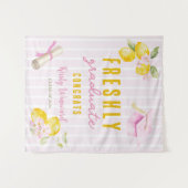 Pink Stripes Lemons and Flowers Graduation タペストリー (正面(横))