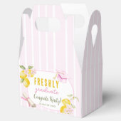 Pink Stripes Lemons and Flowers Graduation フェイバーボックス (オープン)