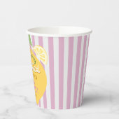 Pink Stripes Lemons Yellow bow Grad Paper Cups 紙コップ (左)
