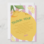Pink Stripes Lemons yellow Bow Graduation サンキューカード (正面)