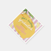 Pink Stripes Lemons yellow Bow Graduation スタンダードカクテルナプキン (角)