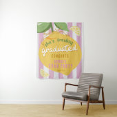 Pink Stripes Lemons Yellow bow Graduation タペストリー (インサイチュ)