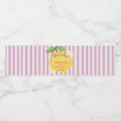 Pink Stripes Lemons Yellow Bow Graduation ペットボトルラベル (シングルラベル)