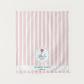 Pink Stripes Logo Table Pop Up Shop Vendor Runner タペストリー (正面)