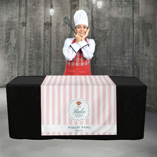 Pink Stripes Logo Table Pop Up Shop Vendor Runner タペストリー