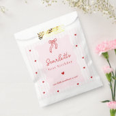 Pink Stripes Red Hearts Little Sweetheart Birthday フェイバーバッグ (封をした状態)