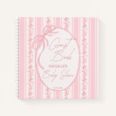 Pink stripes retro elegant baby shower guest book ノートブック (正面)