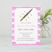 Pink Stripes Rowing Birthday Party 招待状 (スタンド正面)