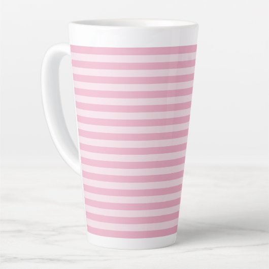 Pink Stripes Seamless Pattern カフェラテマグ (左アングル)